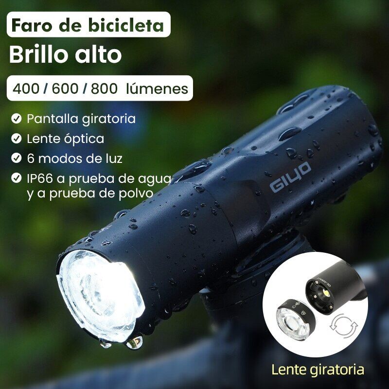 Giyo đèn xe đạp 400-800lm đèn pha xe đạp sạc được usb 2200mah đèn pin led chống nước ip66