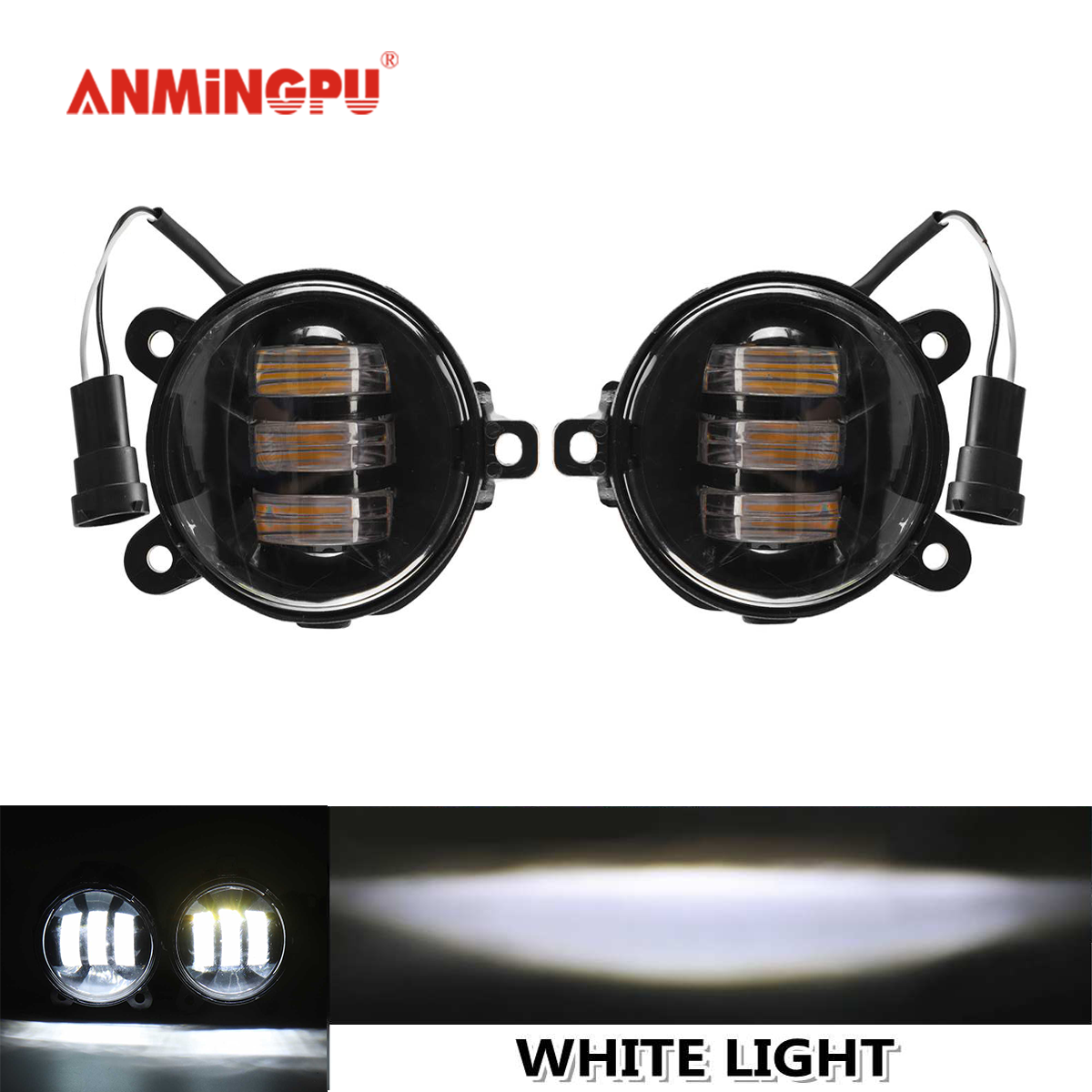 ANMINGPU Đèn Sương Mù LED 3.5 Inch Chip Led CREE Màu Vàng Hổ Phách 60W Đèn Sương Mù Lái Xe Địa Hình Drl Cho Ô Tô Xe Máy Toyota Vios