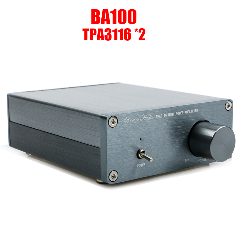 Breeze audio bộ khuếch đại công suất âm thanh kỹ thuật số ba100 hifi class d bộ khuếch đại vỏ nhôm gia dụng mini 2*100w tpa3116d2 tpa3116 advanced
