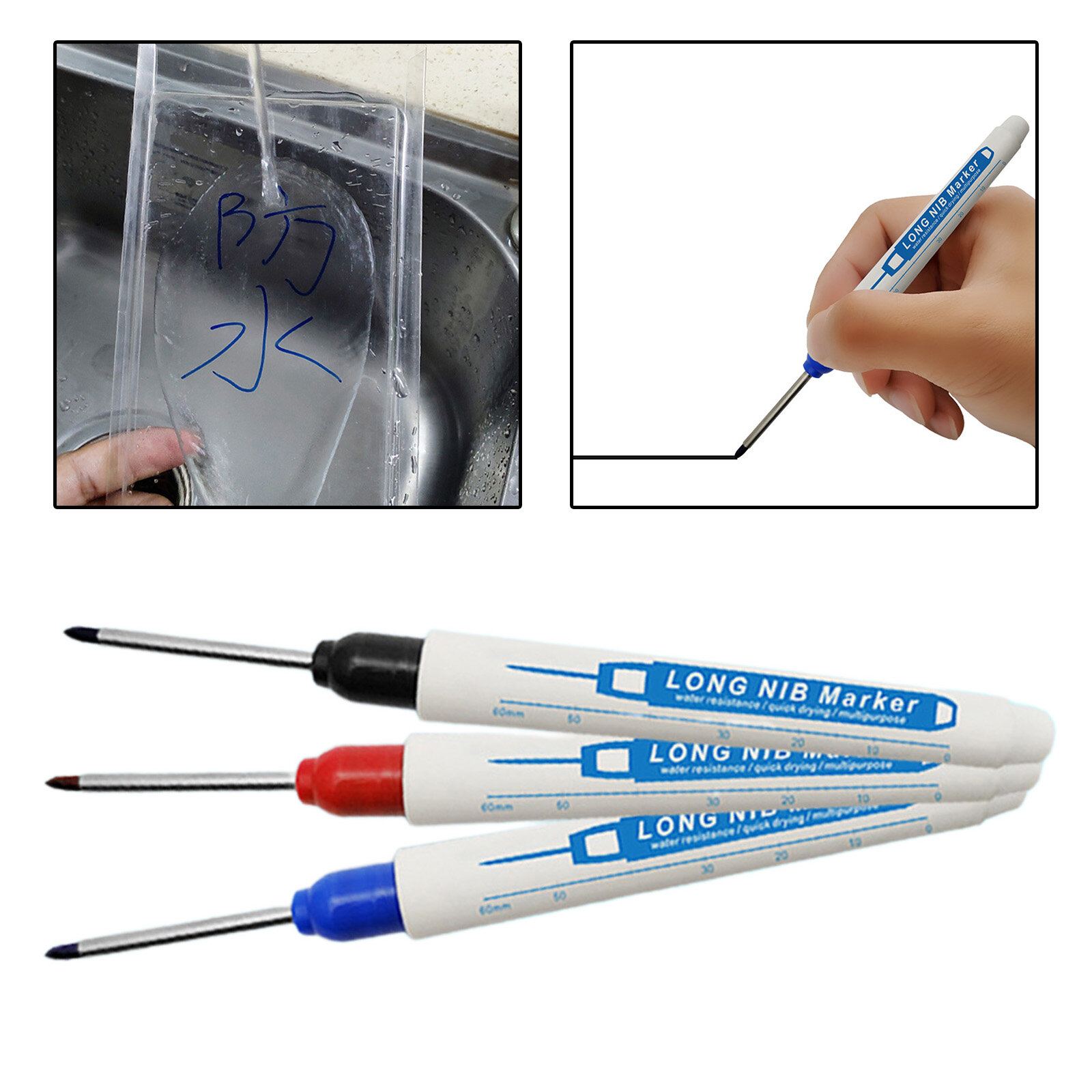 Lazaralives 3 chiếc bút đánh dấu ngòi dài đầu siêu dài bút đánh dấu lỗ sâu đa năng