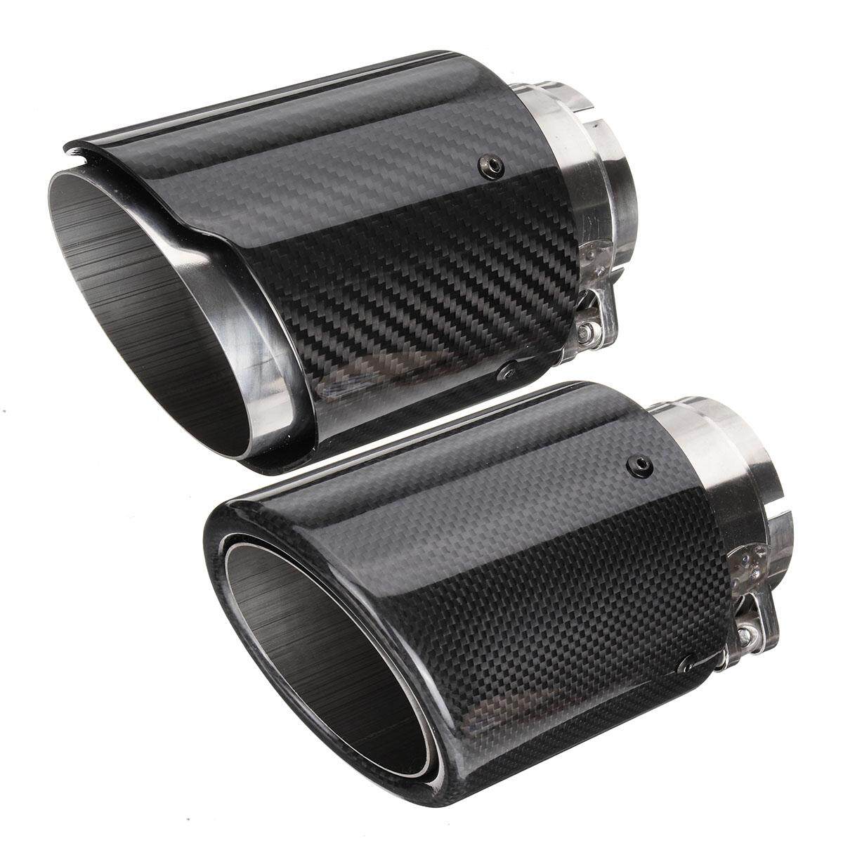 Generic 2 PCS 66mm101mm Universal Carbon Fiber Car Auto Exhaust Pipe