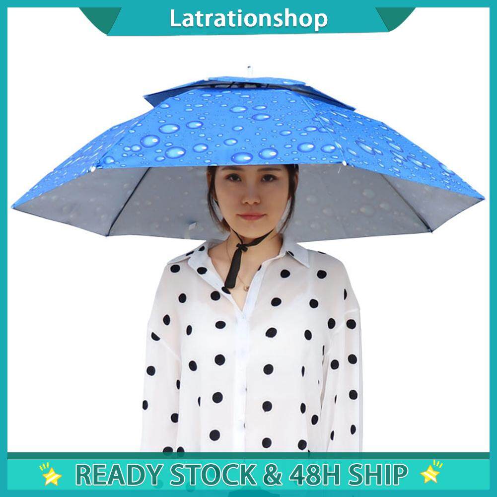 Rain หมวกแบบร่มสองชั้นครีมกันแดดกลางแจ้งเดินป่าพับ Parasol หมวก