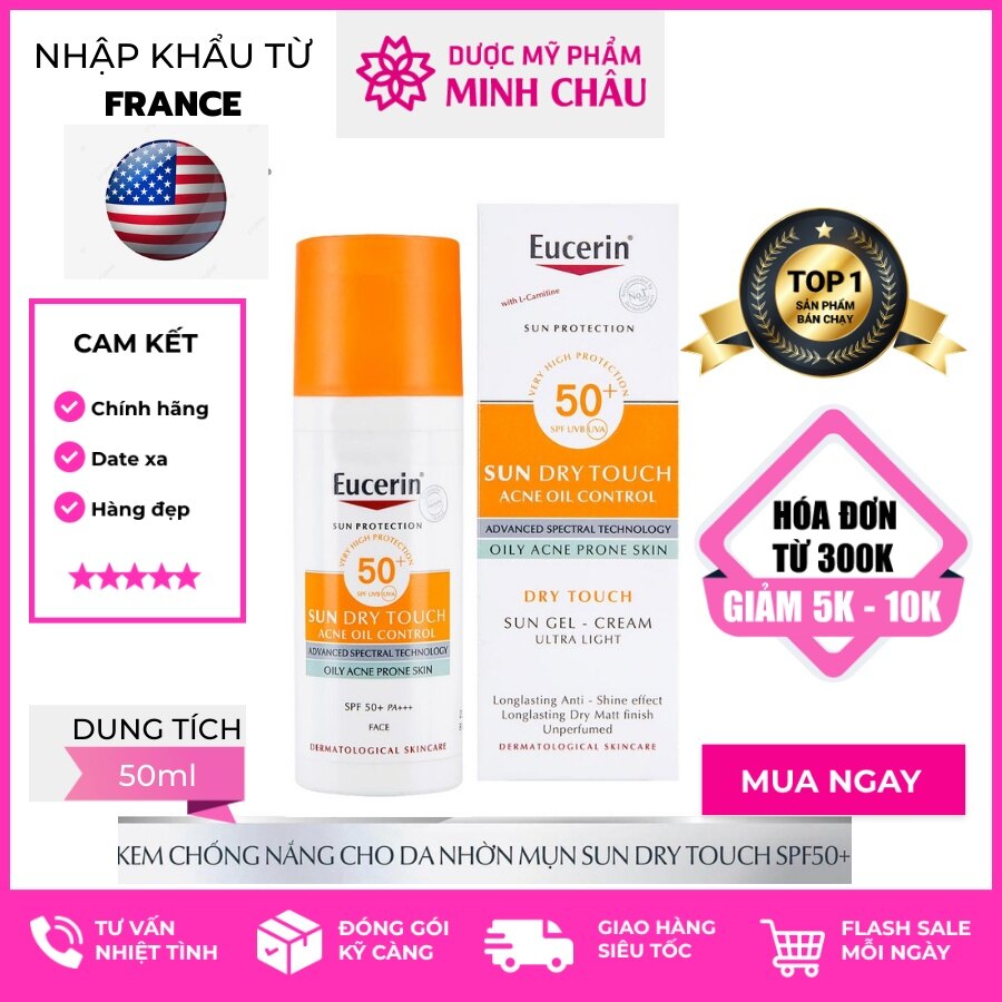 Kem chống nắng-eucerin sun oil control sungel spf 50+
