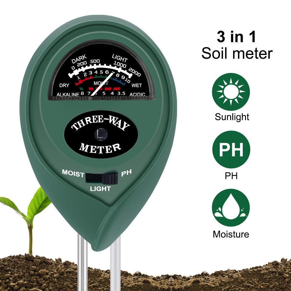 3 in1 Soil Water Moisture PH Meter Acidity Humidity Sunlight Light PH Test Garden Flowers Moist Sensor Tester Testing Instrument