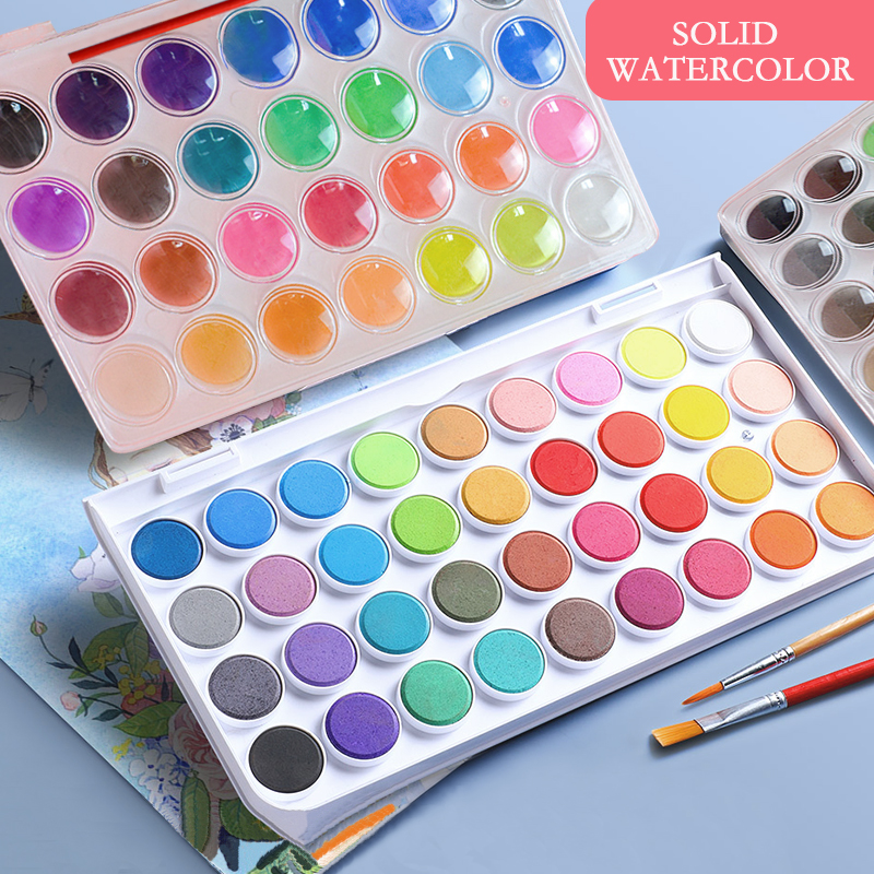36 Colors Portable Solid Watercolor Paint Set Water Color Brush Pen For child Painting Art Supplies