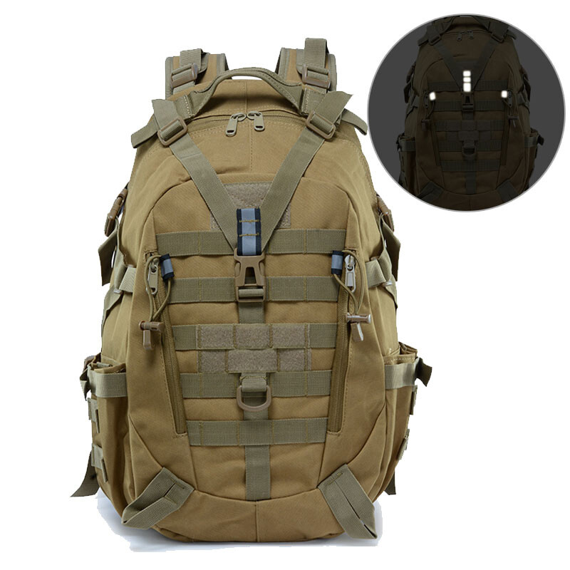 Ba Lô Cắm Trại 40L Túi Quân Đội Túi Du Lịch Cho Nam Ba Lô Leo Núi Molle Quân Đội Chiến Thuật Túi Phản Quang Đi Bộ Đường Dài Ngoài Trời