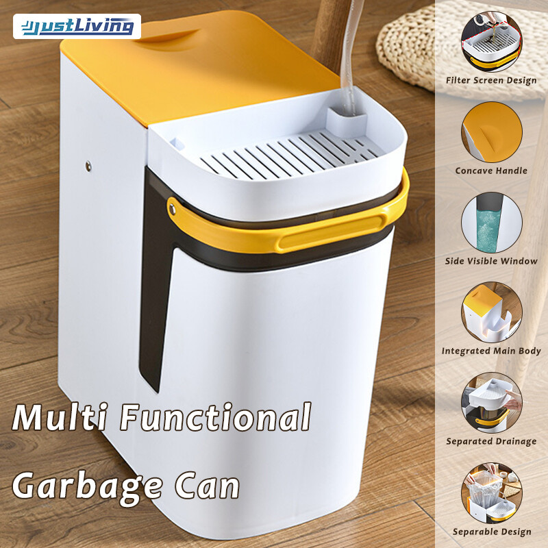 Justliving thùng lọc cặn trà đa năng thùng lọc trà tách nước cho gia đình văn phòng thùng lọc tách ướt khô dung tích lớn thùng rác thoát nước có nắp thùng rác thùng rác thùng rác