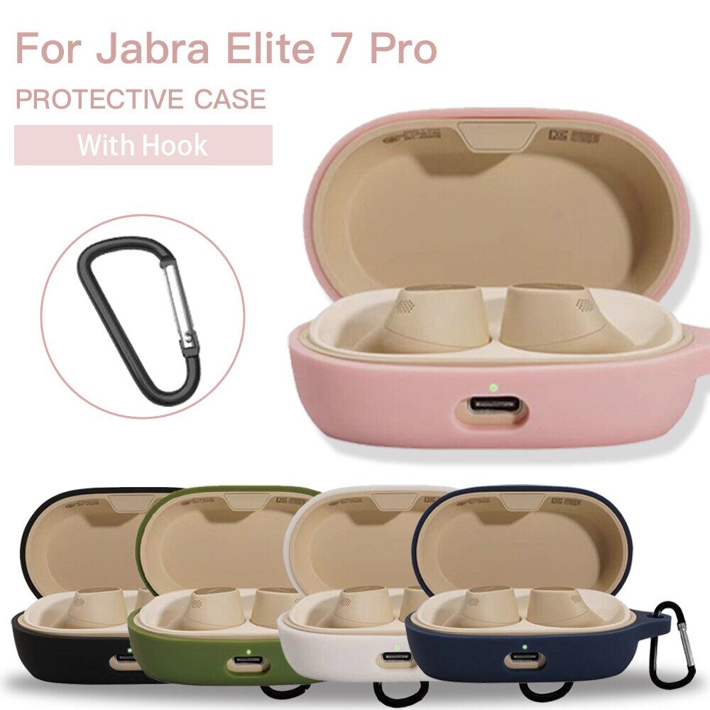 Tai nghe bluetooth vỏ mềm Silicone Cho Jabra Elite 7 Pro 7Pro Trường Hợp Chống Sốc Ốp bảo vệ Với Móc Vỏ chống rơi