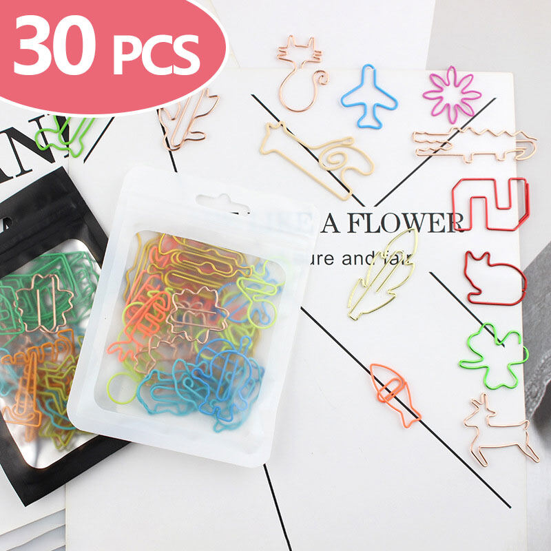 30 cái/gói, kẹp giấy dễ thương kim loại bookmark văn phòng phẩm