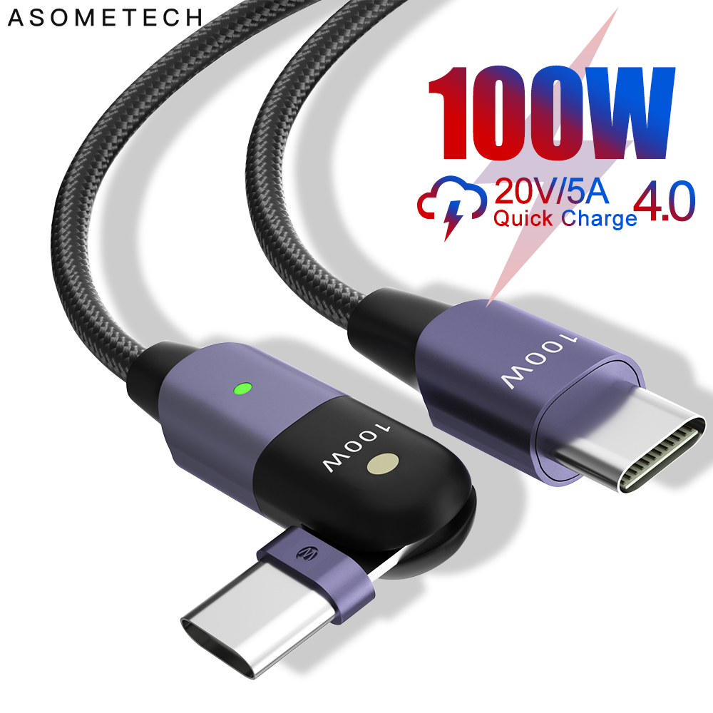 Cáp asome 100w usb type c sang usb c xoay 180 độ usb-c dây sạc nhanh pd cho macbook samsung s20 cáp usb type-c xiaomi
