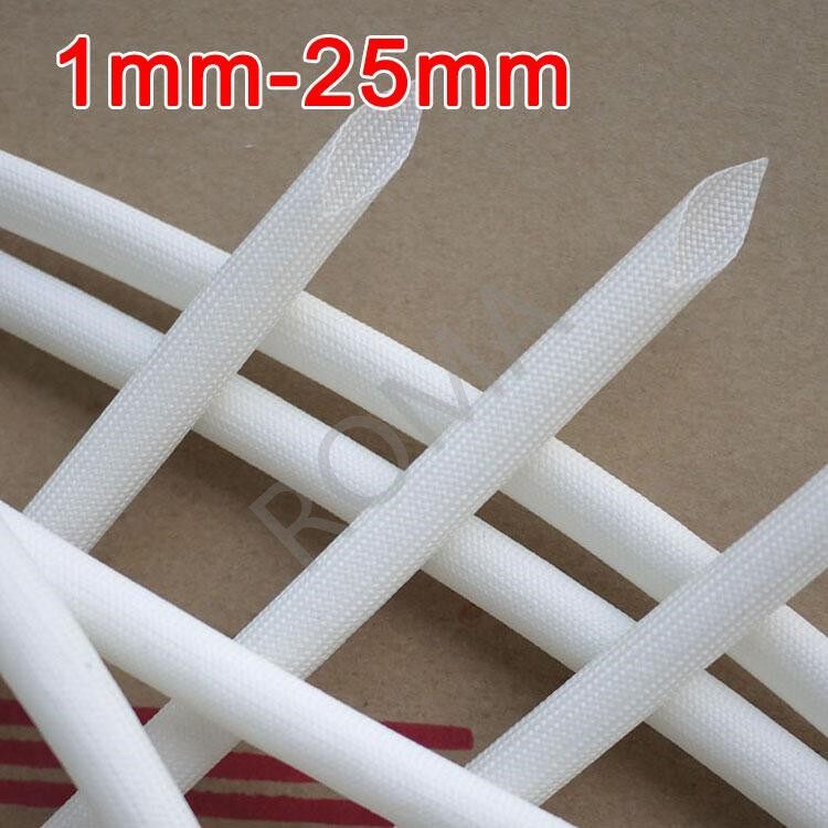 Ống sợi thủy tinh nhựa silicon 5m đường kính 1 ~ 25mm ống bọc tự dập nhiệt độ cao 200 ° c màu trắng