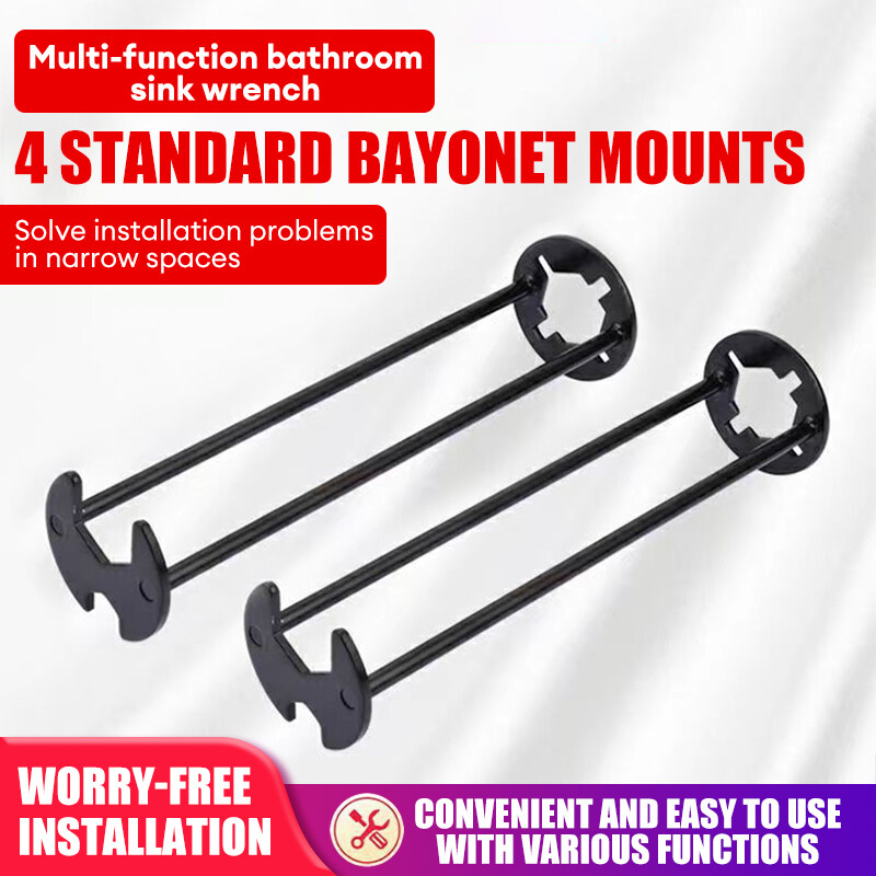 Sink Repair Wrench, Portable Faucet Hose Spanner, Multifunction Carbon Steel Sink Wrench, Two-Shaft Design, Installation and Repair Tool(A)