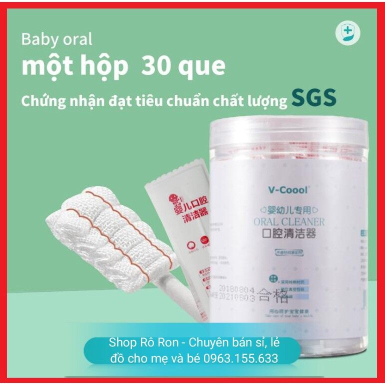 Que rơ lưỡi + tăm bông vcool cao cấp 2 đầu