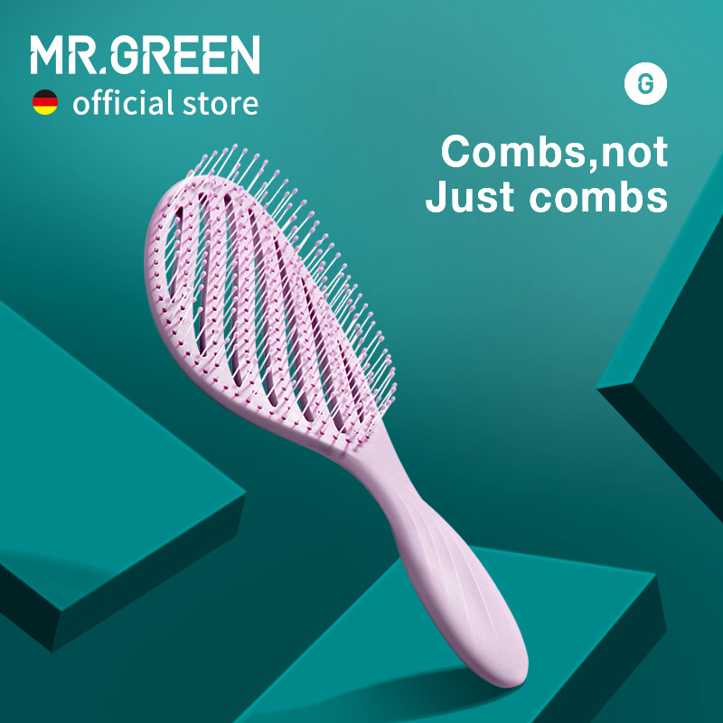 Lược Chải Tóc Mát Xa MR.GREEN, Lược Chải Tóc Khoét Lỗ Tạo Kiểu Dụng Cụ Gỡ Rối Mát Xa Da Đầu Cho Tóc, Bàn Chải Sấy Khô Nhanh Dành Cho Tóc Khô Ướt