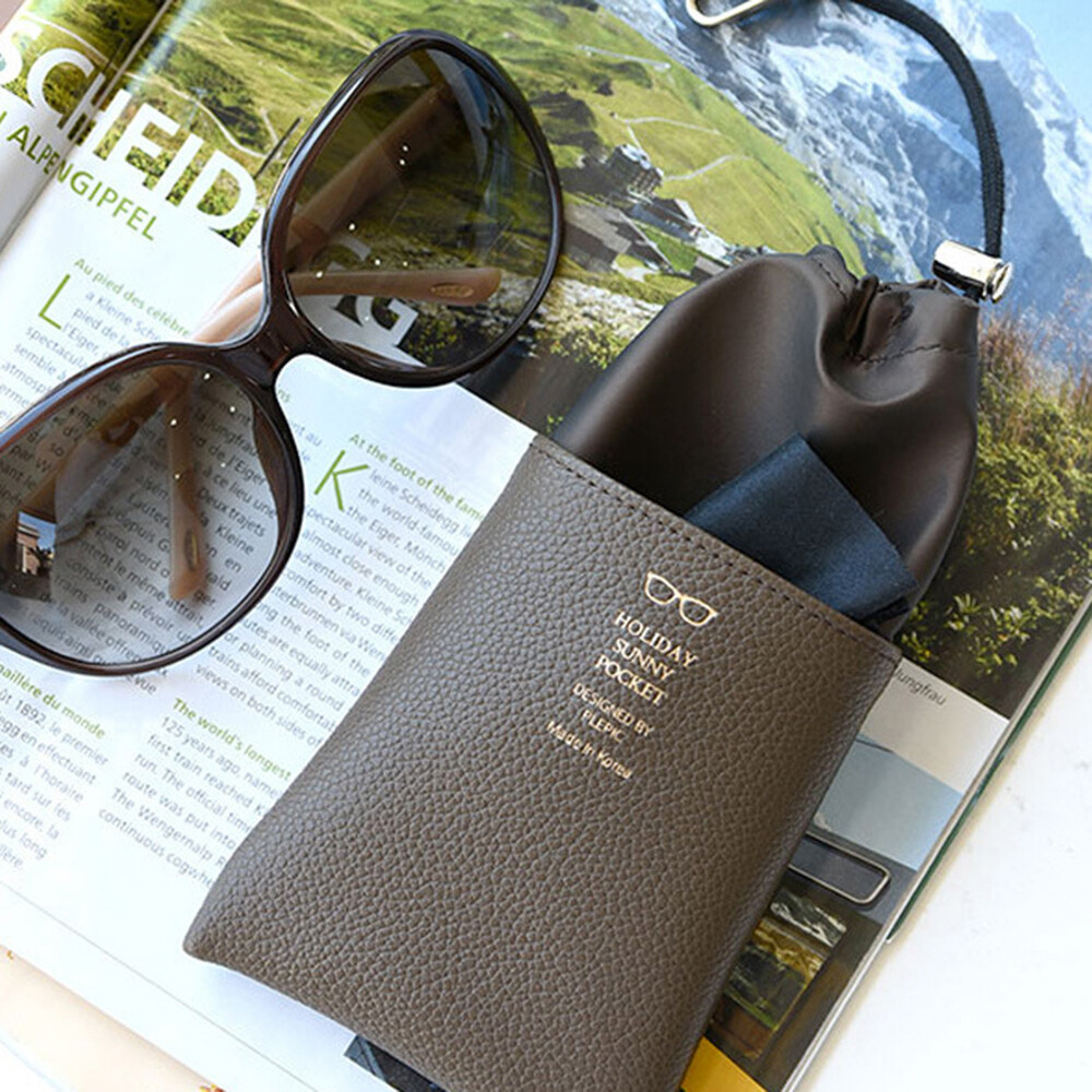 Men Drawstring Bag Drawstring Storage Bag Glasses Case Soft Leather Glasses Bag Sunglasses Protector Glasses Pouch