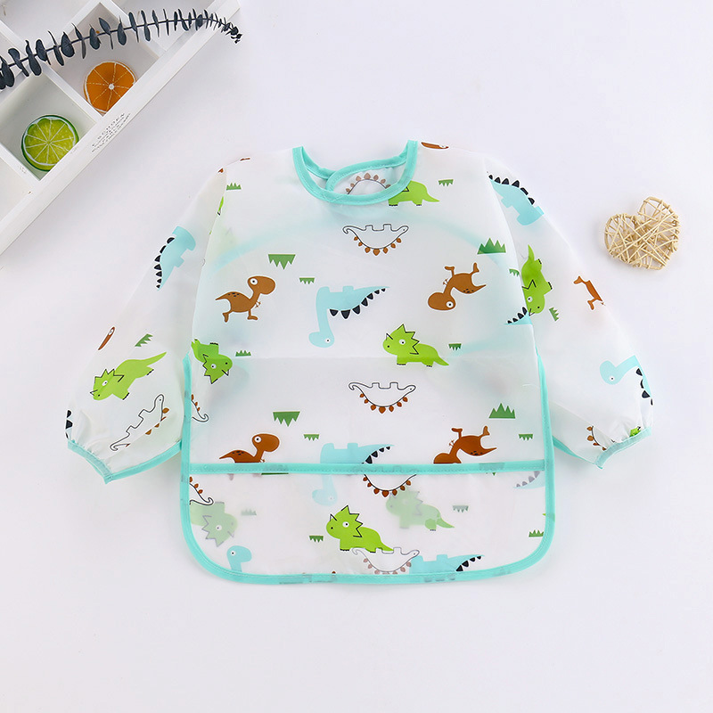 [YYL]❦⊰ New Baby Gown Children's Waterproof Eating Clothes Infant Cartoon Bib INS Wind Upside-down Coat Bib Safe Non-Toxic Silicone