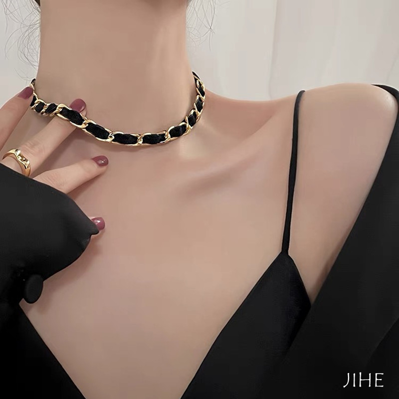 Vòng cổ dây chuyền xương đòn dây da cá tính vòng cổ bện cổ ngắn xu hướng thời trang instagram châu âu và hoa kỳ phụ kiện thời trang phụ kiện thời trang