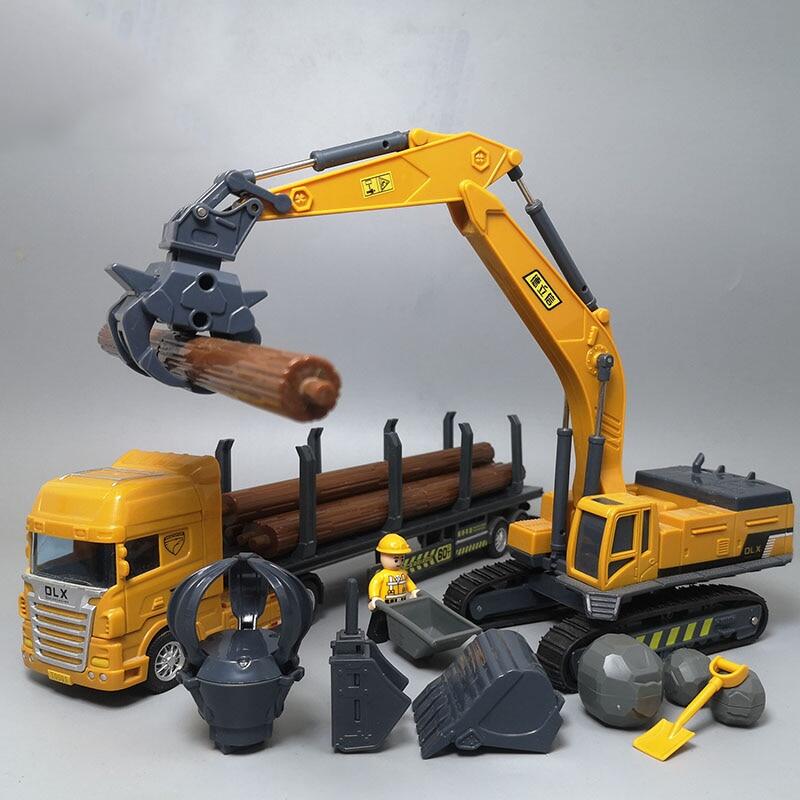 Xe tải kỹ thuật mô hình 1:50 máy xúc lấy đồ chơi gỗ gỗ Giao Thông Vận Tải Công Trình Mô hình đồ chơi xe hơi món quà sinh nhật máy kéo Đồ chơi