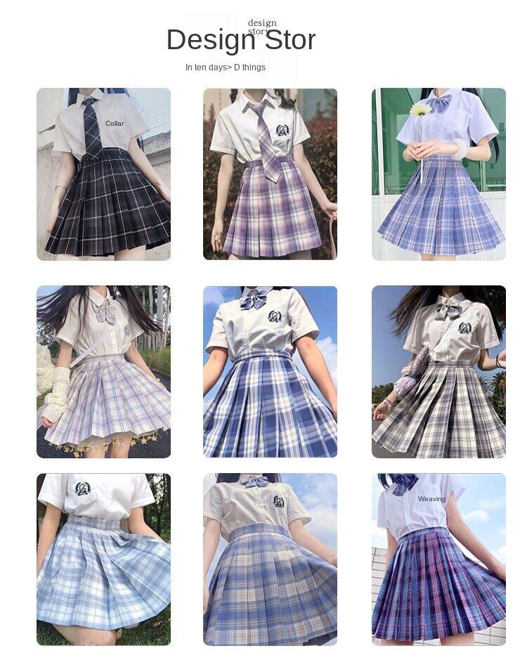 jk uniform plaid skirt pleated skirt women's Japanese preppy uniform skirt jk plaid skirt suit summer skirt