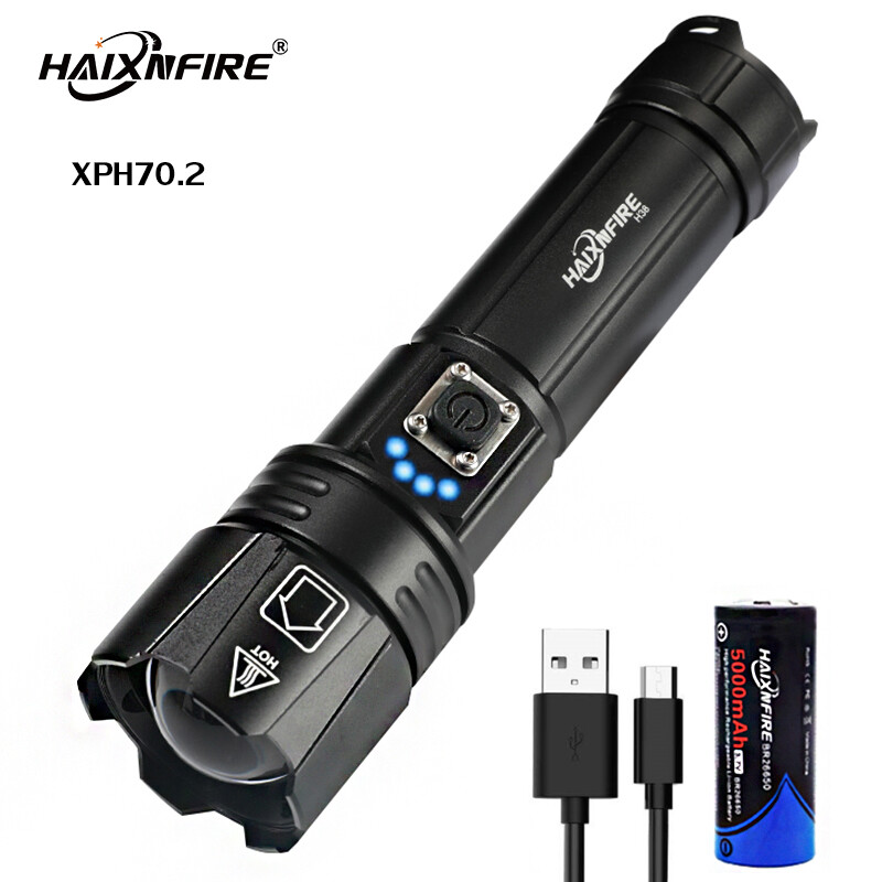 Haixnfire Đèn Pin LED H38 XHP50 Ống Kính Convoy Đèn Flash LED Pin 26650 Mạnh Mẽ Đèn Pin LED Zoom Xoay H38 Đèn Pin Xhp70.2 Mạnh Nhất Đèn Lồng Thu Phóng Ống Lồng Chống Nước Cắm Trại