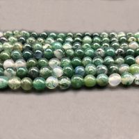 1 Sợi/Lô Hạt Đá Tự Nhiên Rêu Cỏ Agates 4 6 8 10 12Mm Hạt Đệm Rời Để Làm Trang Sức Vòng Tay Tự Làm Số Lượng Lớn Bán Sỉ