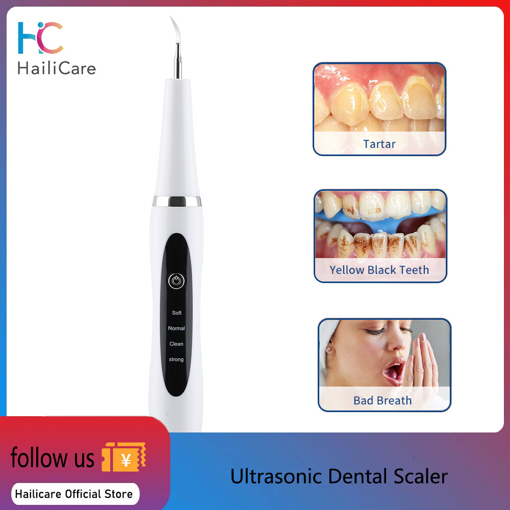 Hailicare Máy cạo vôi răng siêu âm Di động gia dụng Máy làm trắng răng Máy làm sạch răng Máy chà răng Máy cạo vôi răng Máy cạo vôi răng Tẩy sạch mảng bám răng Loại bỏ vết bẩn răng miệng Chăm sóc răng miệng Sạc USB