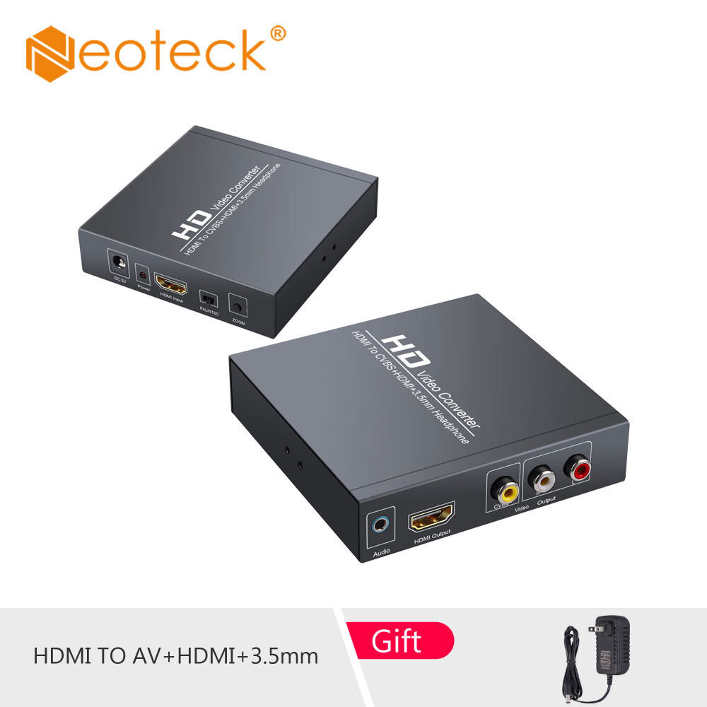 Neoteck Bộ Chuyển Đổi HDMI Sang AV Với Tai Nghe 3.5Mm 3 Loại Bộ Chuyển Đổi Nguồn Hỗ Trợ 1080P PAL NTSC Cho TV HD Và TV Cũ Hơn