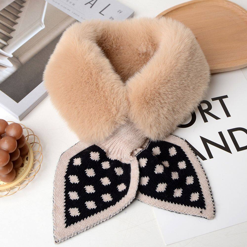FAKU198456 Thời trang Faux Fur Plush Dày lên Khăn choàng Khăn tay Khăn quàng cổ sang trọng Yếm ấm Khăn quàng chéo - 4
