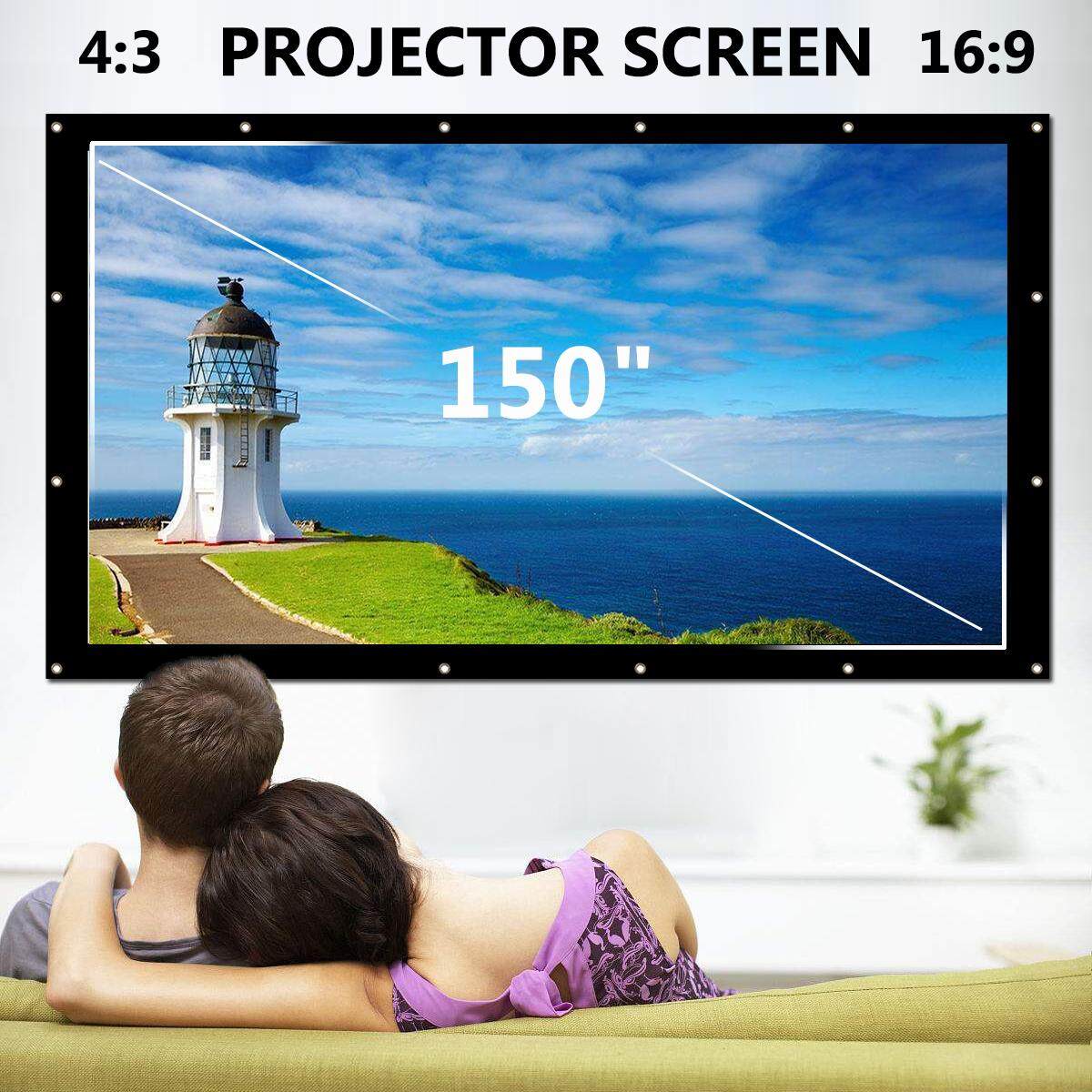 Generic Foldable [43] Portable Wall Projection Screen Matte 150" HD