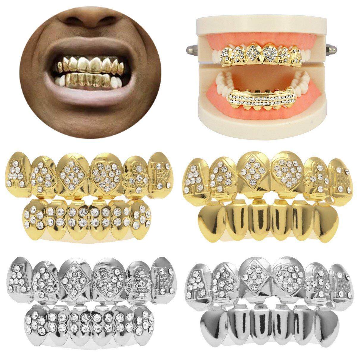 Generic Gold Silver Hip Hop Teeth Grillz Top & Bottom Grill Teeth