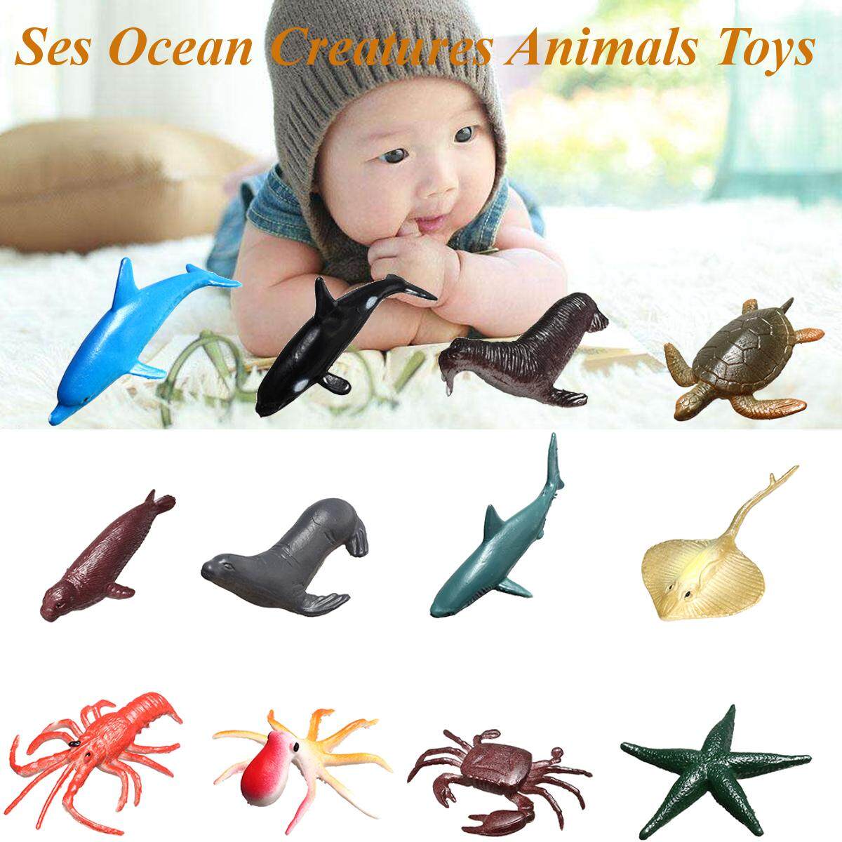 Generic 12Pcs/Set Plastic Ocean Animals Figure Sea Creatures Model Toys ...