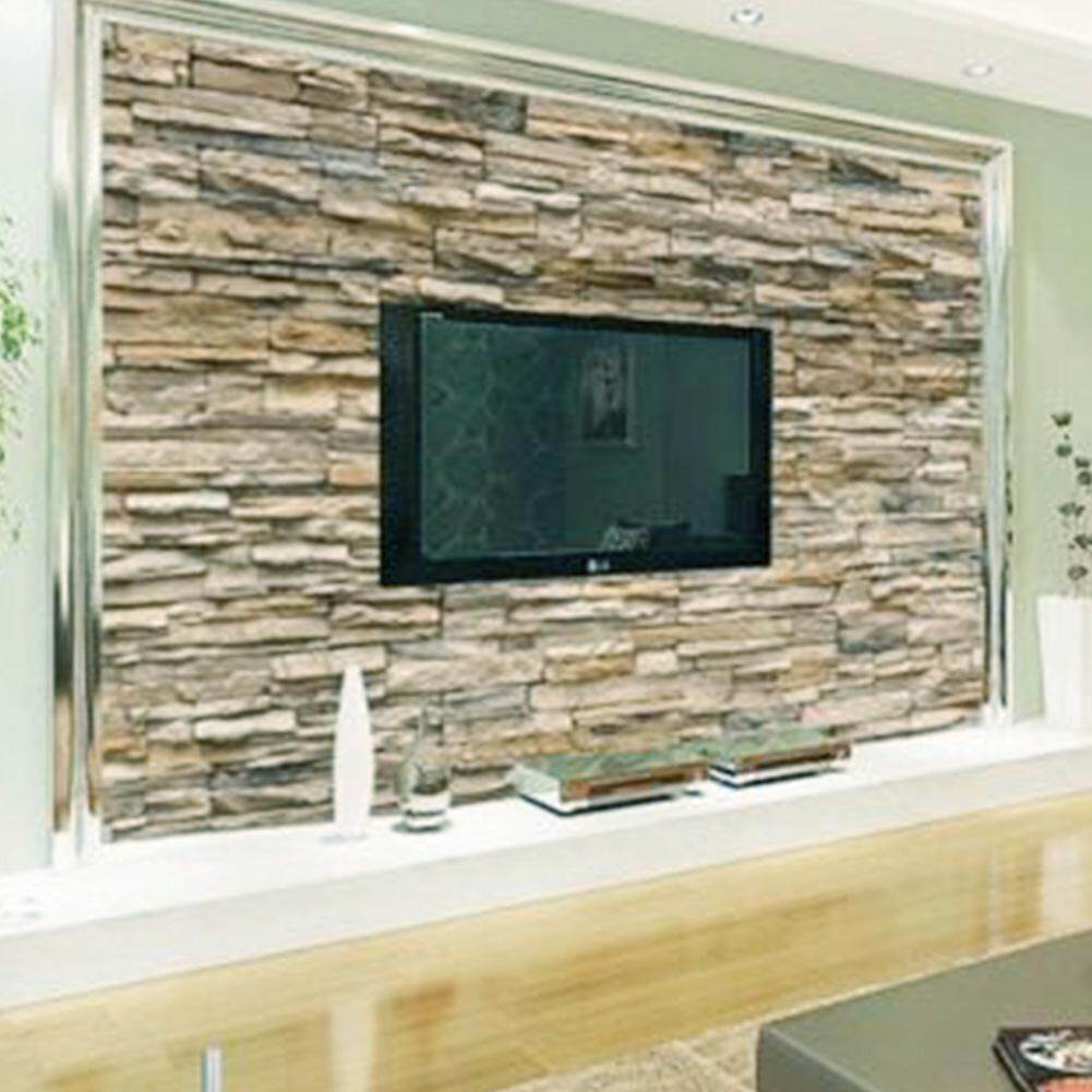 3D Wallpaper Bedroom Living Mural Roll Modern Faux Brick Stone