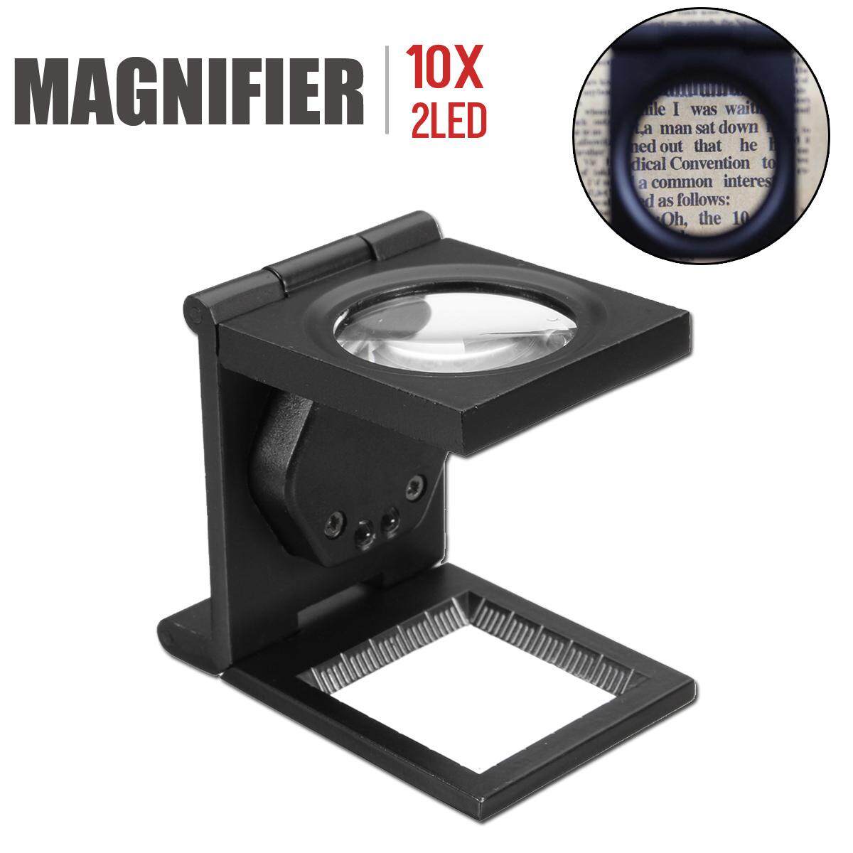 Generic 10X 28mm Lens 2 LED Folding Magnifier Glass Magnifying Jewelry Loupe W/ Scale Jumia