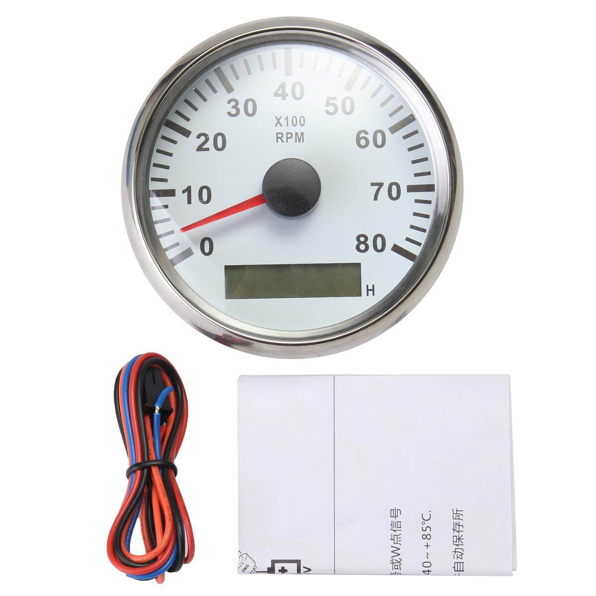 Generic Marine Tachometer LED Hour Meter Boat RPM 12V/24V 8000RPM