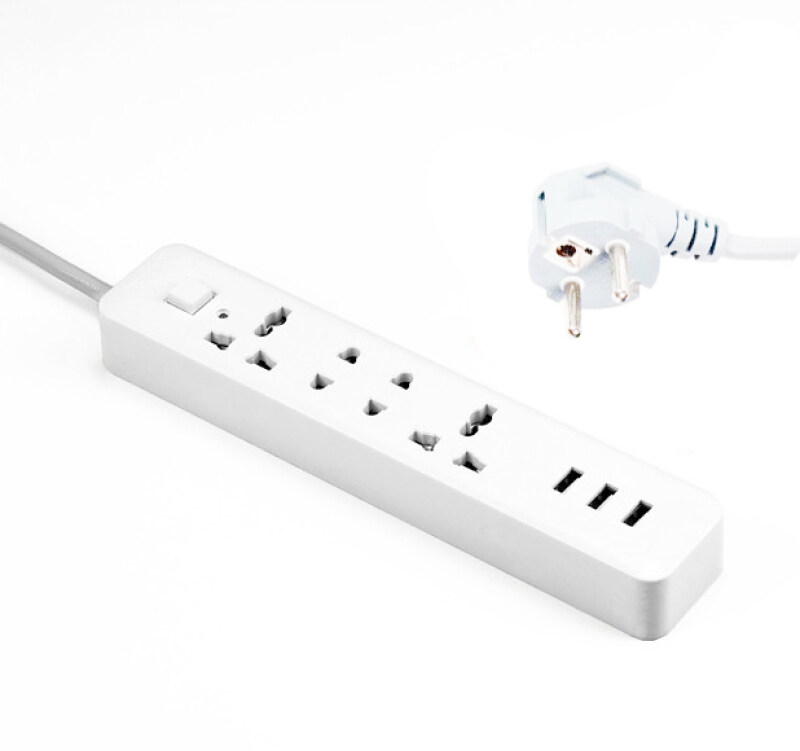 High Voltage Fireproof Universal Socket 4 Outlet 3 USB Power Strip（EU Plug） - intl