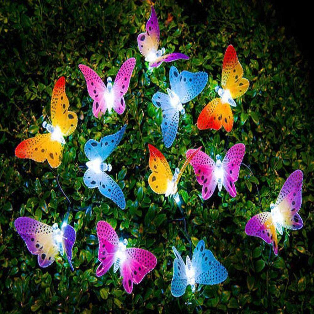 Moonar 12 Led Solar Powered Butterfly Fiber Optic Fairy String Outdoor Garden Lights