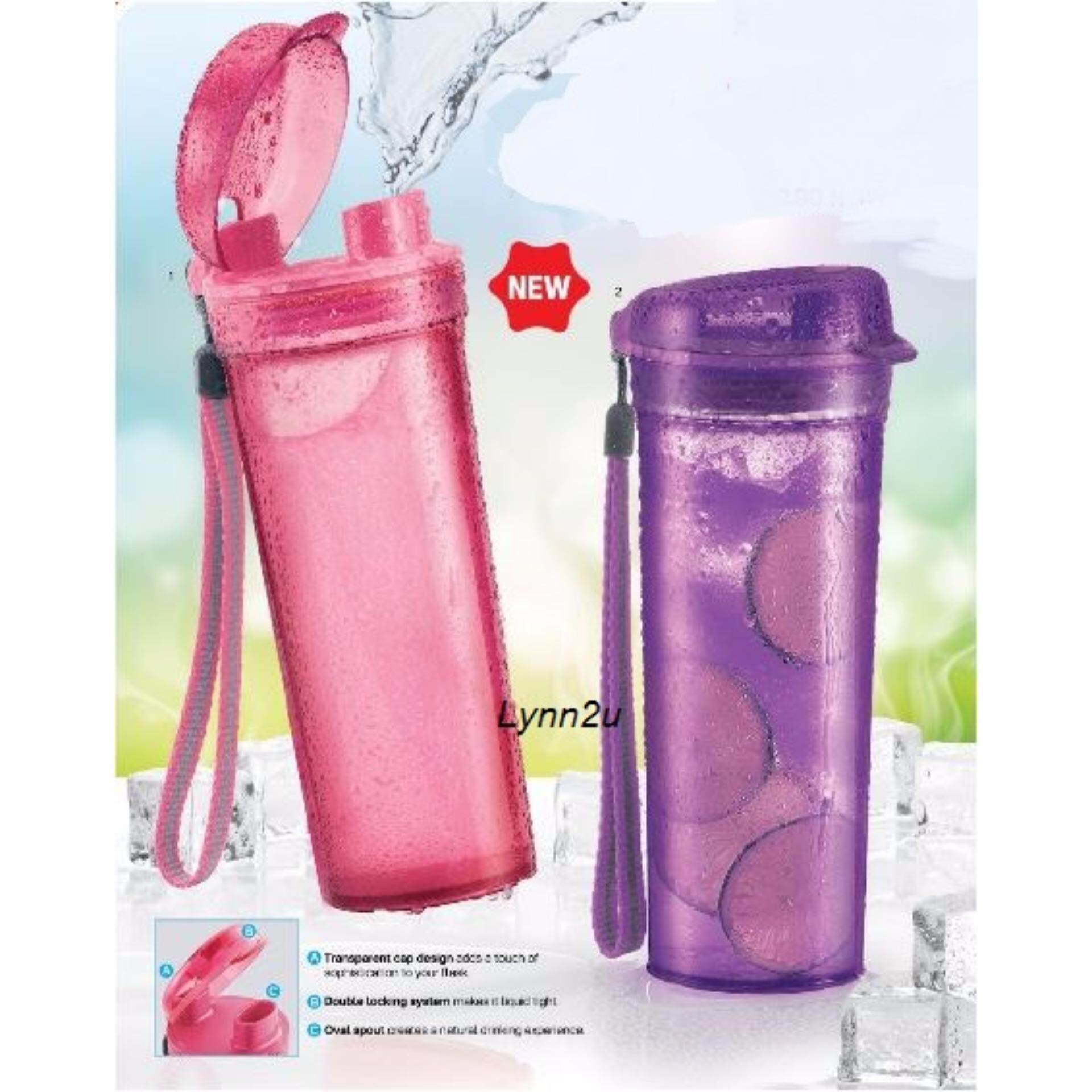 Tupperware Crystal Drinking Flask (2) 400ml Lychee & Purlicious