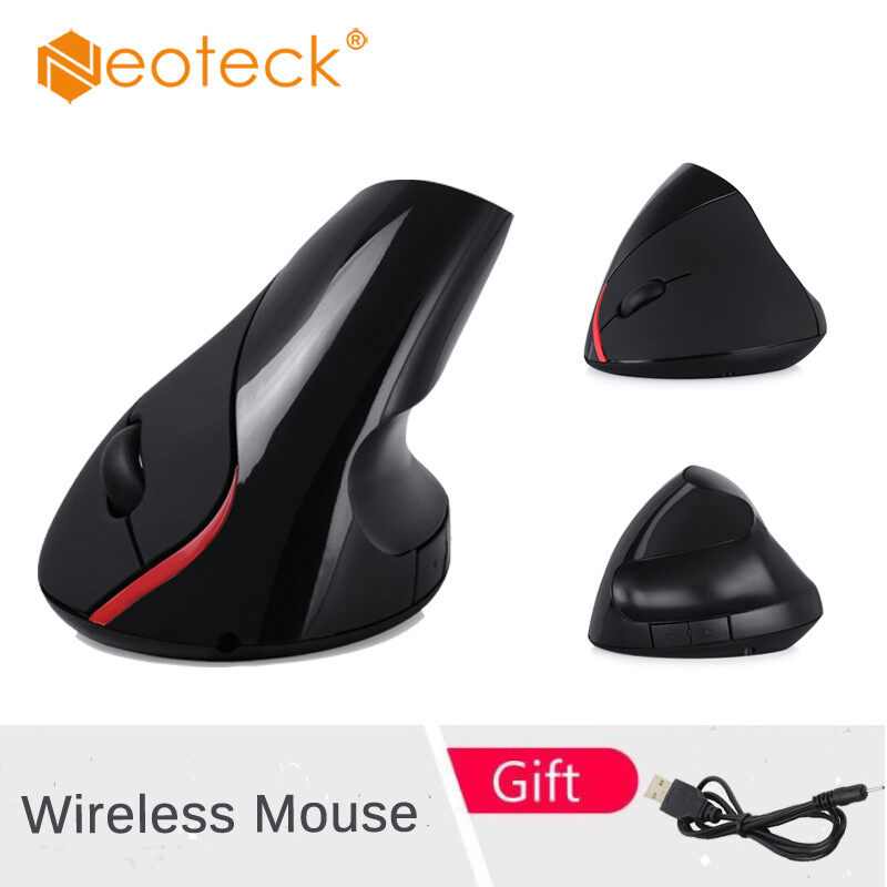Chuột neoteck không dây mới 2.4g thiết kế công thái học quang dọc cho pc laptop bạc xám