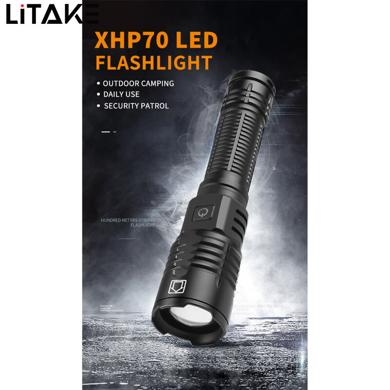 Litake Đèn Pin Mini Xhp70 Đèn Pin Siêu Sáng Ngoài Trời Thu Phóng Type-C Có Thể Sạc Lại Với Chức Năng Bộ Nhớ