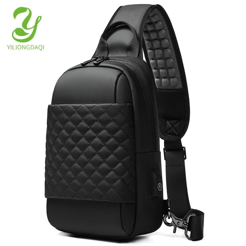 YILIONGDAQI Túi Đeo Chéo Chống Nước Cho Nam, Ba Lô Đi Học Ngoài Trời, Túi Đeo Vai Du Lịch Đeo Chéo Ngực Có USB