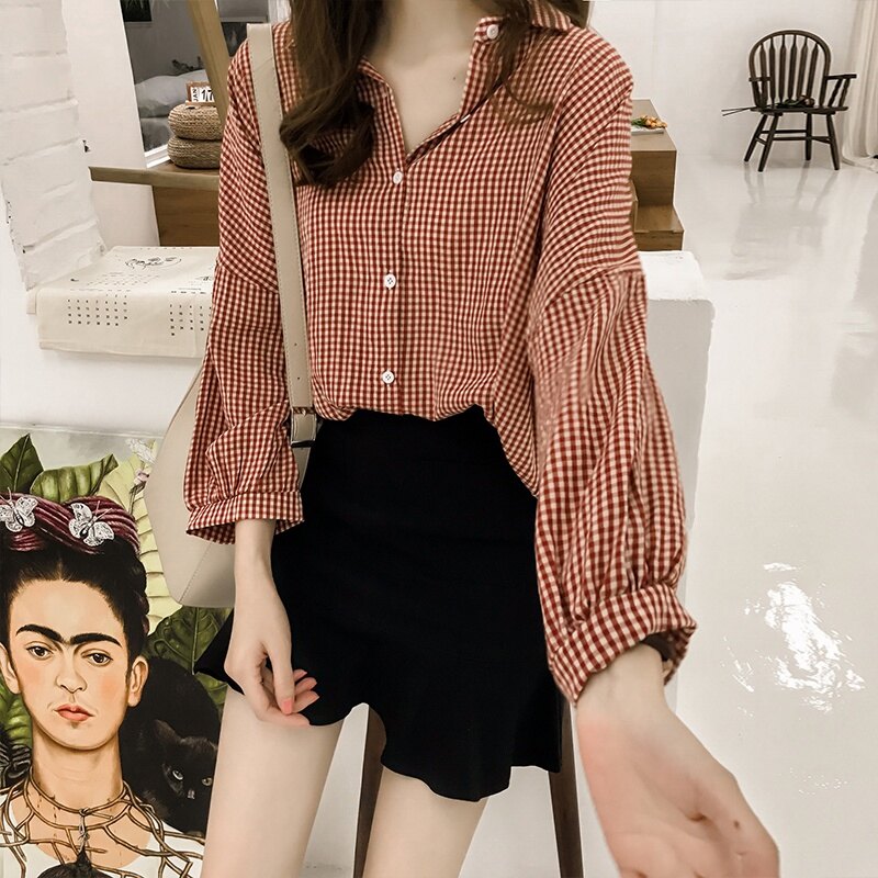 Áo Sơ Mi Kẻ Sọc Phong Cách Hàn Quốc M-4XL Cho Nữ Áo Cánh Dài Tay Thường Ngày Áo Ngoại Cỡ Cài Khuy