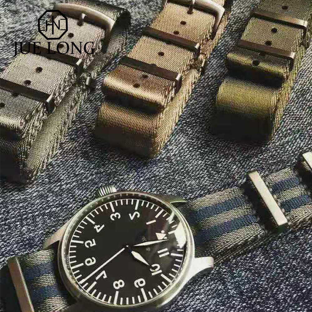 Bảo hiểm chất lượng cao cấp đồng hồ Herringbone dây an toàn Nylon dây đeo 20mm 22mm cho 007 James Bond dây đồng hồ thay thế sọc quân sự