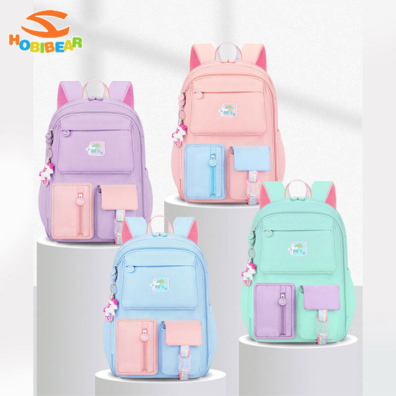 Hobibear trẻ em cặp đi học cặp sách sức chứa lớn cặp đi học nhiều túi túi học sinh chống nước cặp đi học