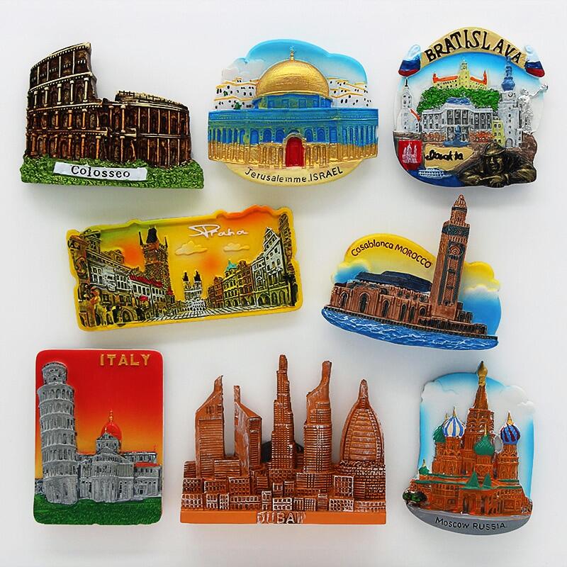 3D fridge magnet magnetic refrigerator Rome Colosseum Dubai Slovakia Israel Dubai Italy tourism souvenir home decoration sticker