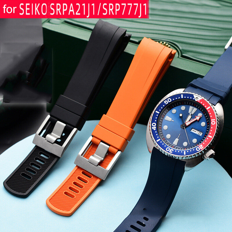 Fluoro Rubber Strap for Seiko Prospex Series SRPE99K1/SRP777J1 Curved End FKM Watch Band Men Diving Waterproof Wrist Bracelet 22mm ราคา 462 บาท*ส่งฟรี