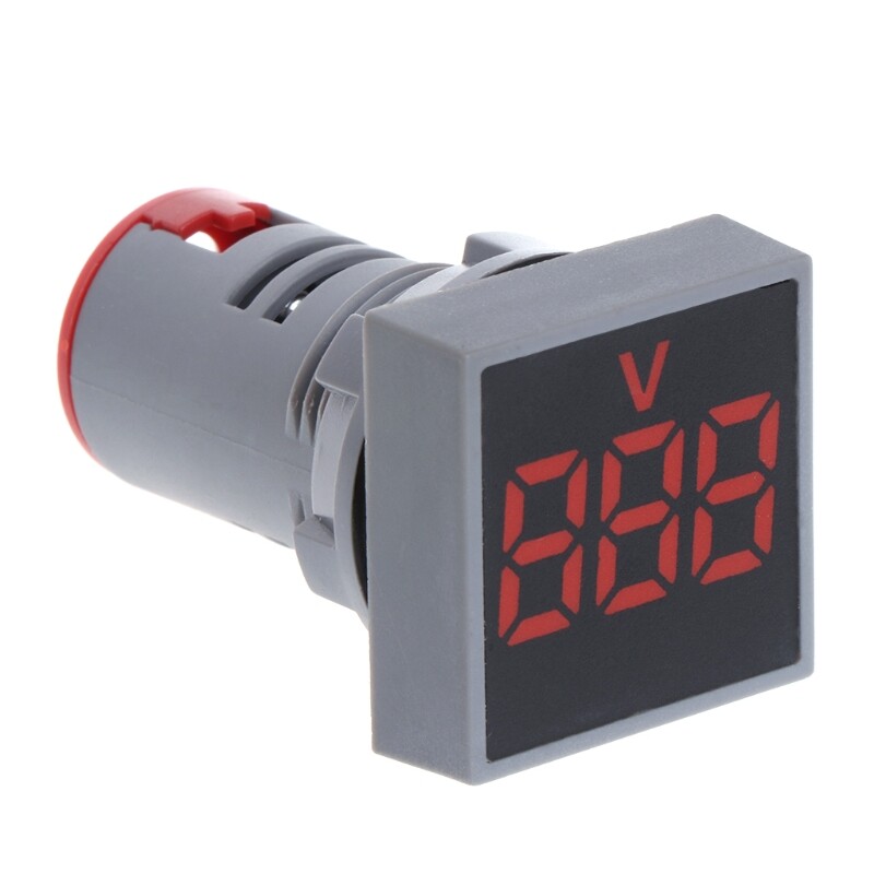 Vôn kế 22mm ac 12-500v, đồng hồ đo điện áp kỹ thuật số led bảng vuông đèn báo