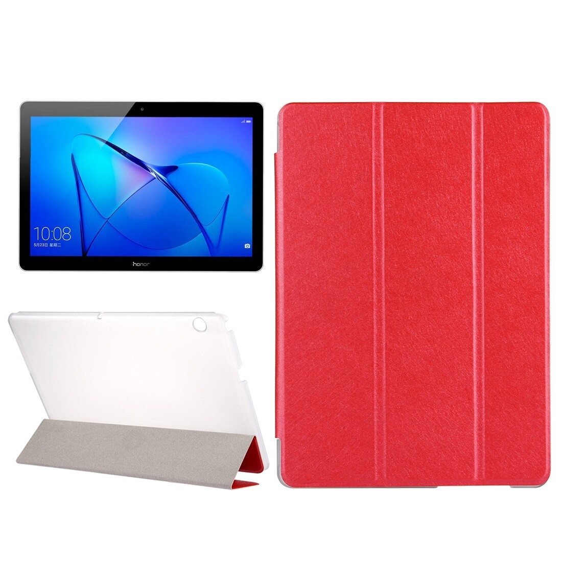 Dành cho huawei mediapad t3 10 9.6 inch bao da lật ngang họa tiết lụa, với giá đỡ gấp 3 lần