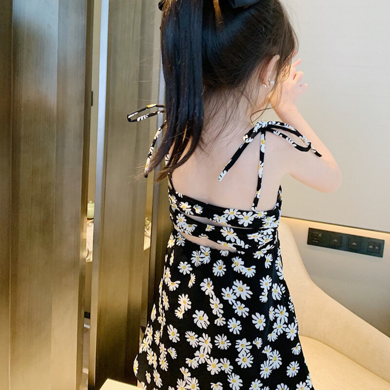 Wishbaby Đầm Hoa Mùa Hè Cho Trẻ Em Đầm Dây Hoa Cúc Nhật Bản