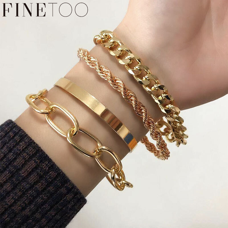 Vòng Đeo Tay Dây Chuyền Vàng Nhiều Lớp Thời Trang Quá Cổ Điển Bộ Vòng Tay Xoắn Sáng Tạo, Phụ Kiện Trang Sức Nữ