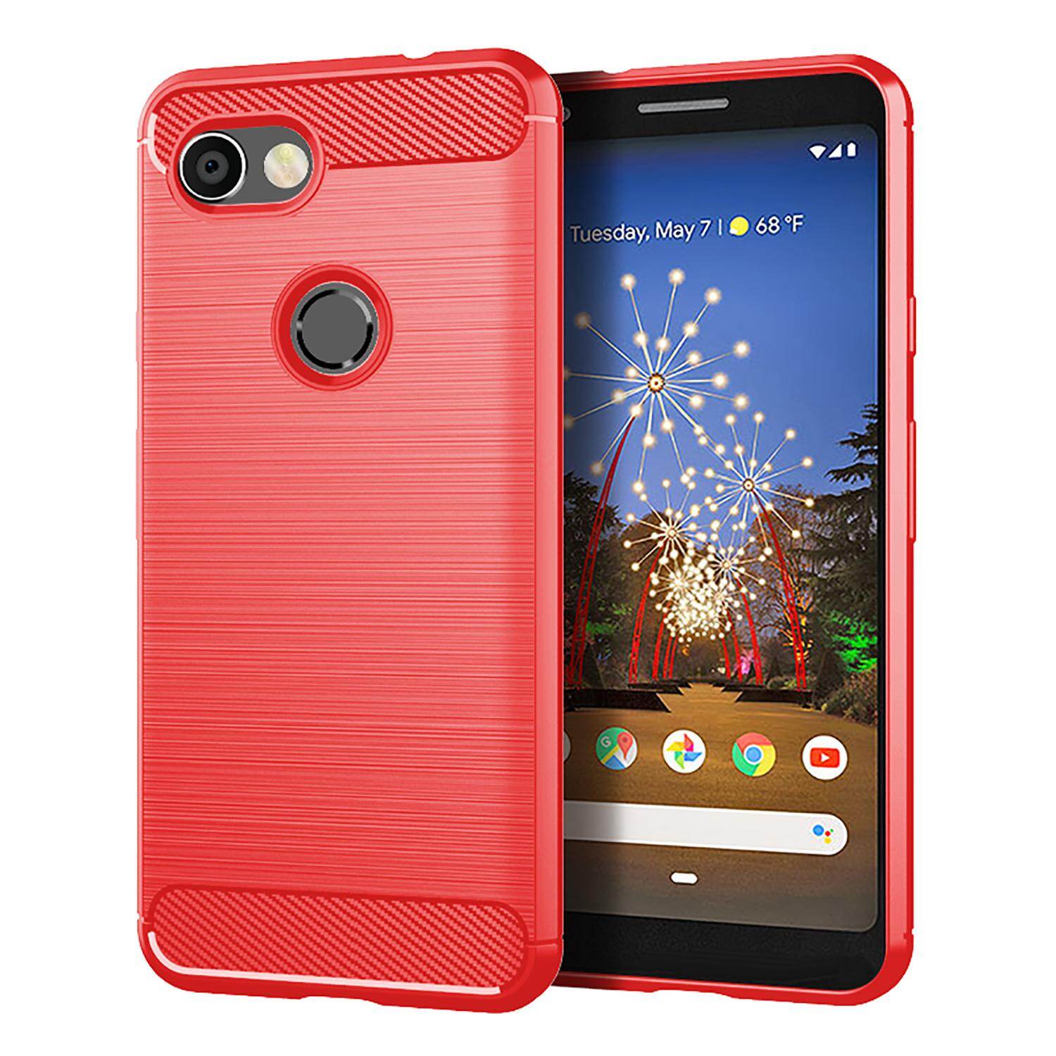 Ốp Điện Thoại Ốp Lưng TPU Mềm Cho Google Pixel 3a Vỏ Điện Thoại Chải Sợi Cacbon